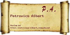 Petrovics Albert névjegykártya